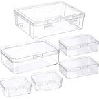 Jetec 6 Pieces Mini Plastic Clear Beads Storage Containers Box for Collecting Small Items, Beads, Jewelry, Business Cards, Game Pieces, Crafts (4 Size) - size: Mixed Sizes