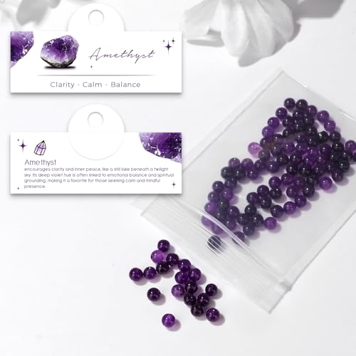 Raicegs 100pcs 4mm Amethyst Beads Natural Gemstone Beads Round Loose Beads for Jewelry Making DIY Bracelets Necklace - color: Amethyst, size: 4mm Round