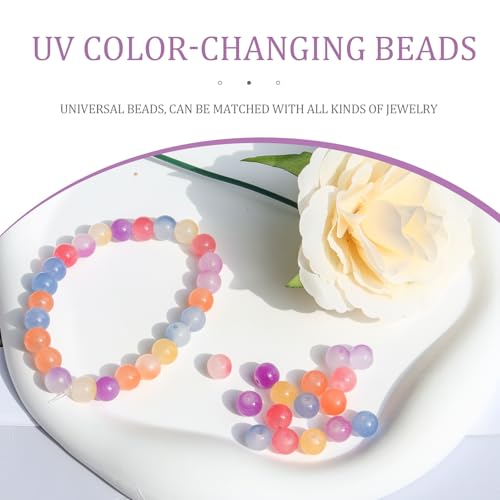 100 PCS 8mm UV Beads, UV Sensitive Color Changing Bead Sunlight Beads, Bracelet Bead for Jewelry Making, DIY Crafts - color: Light sensitive color changing