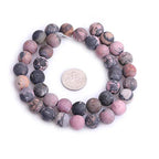 10mm Natural Stone Black Rhodonite Frosted Matte Unpolished Round Beads for Jewelry Making Strand 15 inch - color: Black Rhodonite, size: 10mm