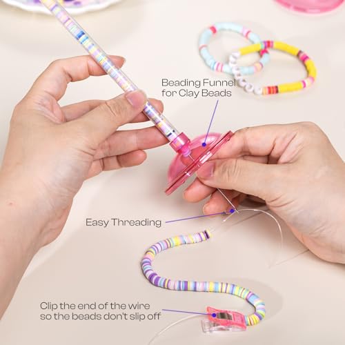Caydo 2 Pack Bead Funnel for Clay Beads Bracelet Making, Bead Spinner Maker Kit with Graduated Scale for Polymer Clay Beads with Transparent Tube, Clip and Beading Needle, Adults DIY Craft Supplies - size: 2 Pack