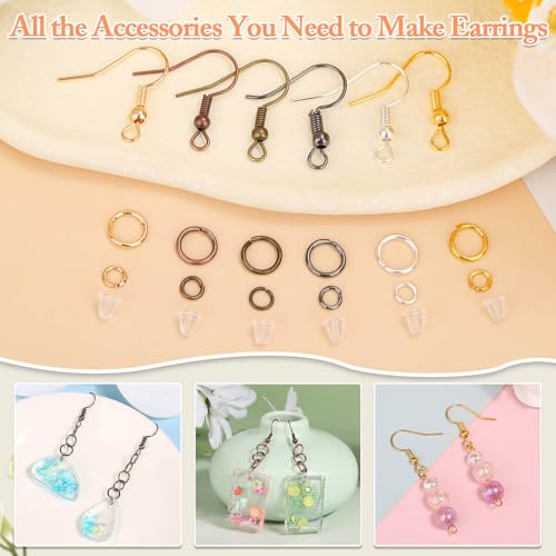 Cridoz 960PCS Earrings Making Supplies Kit with 240PCS Earring Hooks, 420PCS Jump Rings and 300PCS Earring Backs for Earring Making and Repair (Multicolors) - color: Multicolors