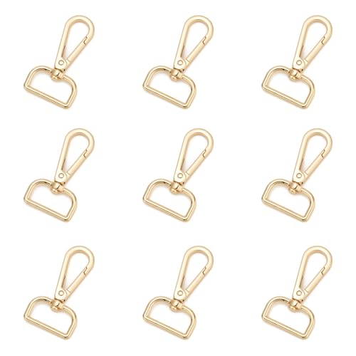 9 Pcs D Ring Swivel Lobster Claw Clasp Push Gate Snap Hooks Trigger Clips for DIY Crafts Keychain Purse Handbag Making,1 Inch Glod - color: 1" Glod 9pcs, size: 1"