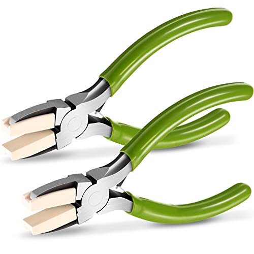 Mudder 2 Packs Nylon Nose Pliers Double Nylon Pliers Carbon Steel Jewelry DIY Tools for Beading Looping Shaping Wire Jewelry Making and Other Crafts, 5.3 Inch(Green) - color: Green