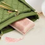 TAIMY Necklace Boxes, Velvet Small Earring and Necklace Case for Women with Tassel, Empty Long Necklace Pendant Box for Her(Blush Peach) - color: Blush Peach