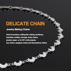 KYUNHOO 4 Meters Silver Chains for Jewelry Making Crescent Moon Shape Stainless Steel Chains Bulk with Jewelry Connectors for Women Men Make Crafts - color: Moon Silver