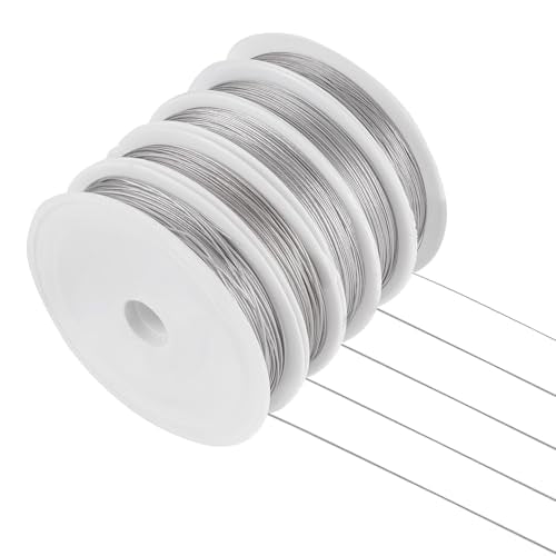 Craftdady 5 Roll Tiger Tail Wire 0.3 mm 0.38 mm 0.45 mm 0.5 mm 0.6 mm Wire Jewelry Beading Wire Craft String Metal Wrap Wire for DIY Necklace Bracelet Jewelry Making