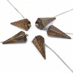 Justinstones Natural Bronzite Gemstone Rock Crystal Hexagonal Pointed Reiki Chakra Pendant Pendulum - color: Bronzite