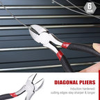 FASTPRO 7-piece Utility Pliers Set, Includes Slip Joint, Long Nose, Diagonal, Groove Joint, Linesman, and Mini Long Nose Pliers, Dipped Handle