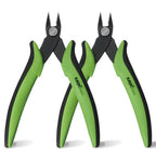 KATA 2PC Micro Flush Cutters, 5-Inch Precision Wire Cutter, Anti-Slip Side Cutting Pliers for Electronics, Zip Ties, Copper Wire - color: 2pc Green Black