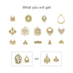 Bestewelry 64Pcs Tibetan Antique Gold Chandelier Charms 16 Styles Vintage Filigree Hollow Links Charms with Loops Findings for Dangle Earrings Connector Components Jewelry Making