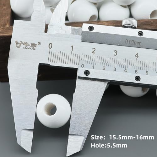 240Pcs White Wood Beads 16mm with Large Hole:6mm for Craft Wood Beads for Art Work (White) - color: White