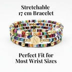 Set of 4 Colorful Bead Initial Bracelets, Personalized Stackable Jewelry, Adjustable Stretchy Charm Bracelets for Women, Beaded Bracelet Set, Trendy Custom Jewelry Gift - style: Colorful Bead - N