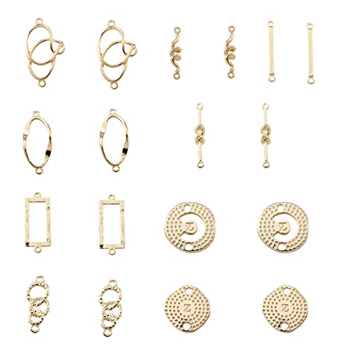 FASHEWELRY Golden Bow Connector Charms Bulk, Christmas Bowknot Link Charms, Infinity Links Geometric Hollow Bezel Pendants for Earring Bracelet Necklace Keychains Jewelry Making - color: 9 Styles Links Charms