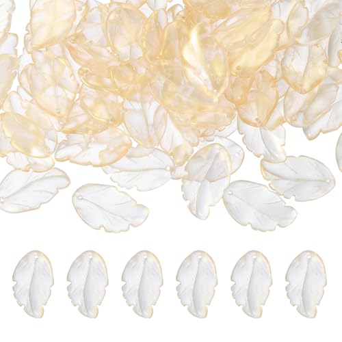 PATIKIL Glass Leaf Beads, 100Pcs Cute Crystal Leaf Charms, Translucent Czech Spacer Beads for DIY Jewelry Making Bracelets Necklace Wind Chimes Suncatchers, Clear - color: Clear
