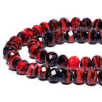 7.5×10mm 50pcs Red Black Faceted Lampwork Glass Beads for Jewelry Making, Flat Round Handmade Murano Beads for Bracelets, Crafts, Friendship Bracelet Kit, Rosary Making - color: Red Black