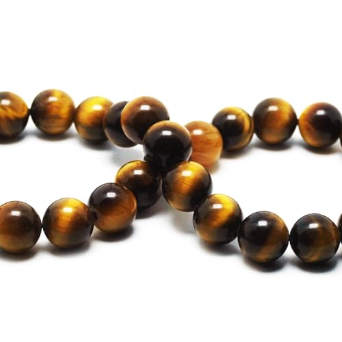 Gold Tiger Eye Beads for Jewelry Making - Yellow Crystal, 8mm Round Loose Beads (44-47pcs) - color: Gold Tiger Eye, size: 8mm