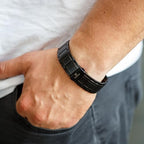 POLLDAN® 3X Power Magnetic Bracelets For Men | 6200 Gauss Strength Mens Titanium Bracelet with Fold-Over Clasp, Adjustable Length, Gift Box, Sizing Tool | Innovative Magnets Alloy - Patent - color: Black
