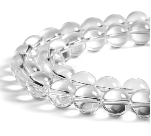 35pcs Adabele Lab Created Clear Crystal White Quartz Gemstone 10mm Round Beads Gem Stone Spacer for DIY Craft Jewelry Making GS17-10 - color: Clear Crystal Quartz (Lab Created), size: 10mm (35pcs/1 Strand)