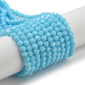 Perlin Czech Bohemian Crystal Glass Beads Faceted Round 4mm 90 Pieces Loose Spacer 1 Strand Beads for DIY Jewelry Earrings Necklace Bracelet Making (Blue Opaque) - color: Blue opaque