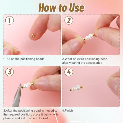 Tyqour 40PCS Crimping Beads for Jewelry Making Gold Crimping Beads for DIY Bracelet, Necklace, Earring Jewelry Making Accessories, Tyqour Brass Metal Crimp Beads