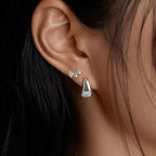 Me&Hz Gold Huggie Earrings Small Huggie Hoop Earrings for Women 14K Gold Plated Hypoallergenic Cubic Zirconia Huggies Mini Silver Hoop Earring for Women - color: Teardrop,Silver