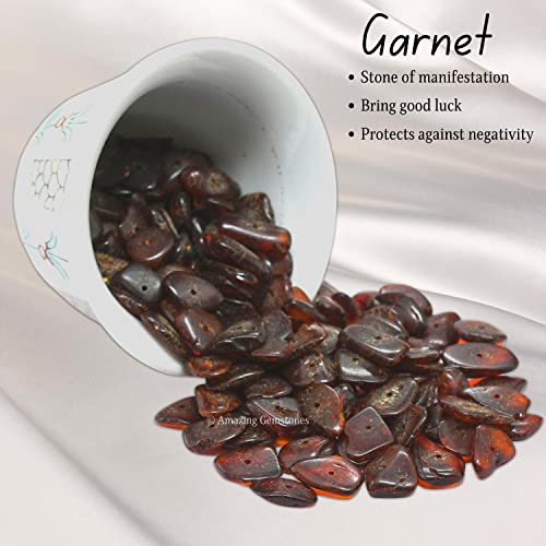 Garnet Pre Drilled Crystal Crushed Chips Beads for Bracelets Making, DIY Handmade Natural Healing Crystals (25 Inch Strand) - color: Garnet