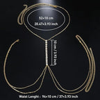 14K Gold Plated Body Chains for Women, Sexy Layered Belly Waist Chain Crossover Bikini Bra Chain, Summer Beach Rhinestone Body Jewelry - style: 10 Diamonds