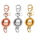 Magnetic Necklace Clasps and Closures - 925 Sterling Silver Magnetic Bracelet Clasps and Closures Set of 3 - Yellow Gold/Rose Gold/Silver Gifts - color: Multi Color