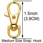 20pcs Swivel Clasps Lanyard Snap Hook with Key Ring Clip Lanyard Metal Lobster Claw Clasp Key Chain Rings for Crafts, Jewelry Making, Purses DIY (Gold)