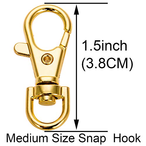 20pcs Swivel Clasps Lanyard Snap Hook with Key Ring Clip Lanyard Metal Lobster Claw Clasp Key Chain Rings for Crafts, Jewelry Making, Purses DIY (Gold)