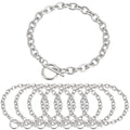 SUNNYCLUE 10Pcs Toggle Bracelets Stainless Steel Bracelet Chains Bulk Silver Metal Adjustable OT Charm Links Bangles Cable Chain with Toggles Clasps for Jewelry Making DIY Crafts Women Accessories