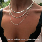 3PCS Gold Necklaces for Women,Chunky Statement Gold Plated Necklace Stack Layered Sterling Silver Herringbone Chains for Women Dainty Trendy Silver Chains Stacked Jewelry Gifts - color: silver chunky necklace set