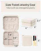 VLANDO Wedding Bridesmaid Gifts - Mothers Day Gifts - Small Jewelry Travel Organizer, Travel Jewelry Case for Ring, Earring, Necklace, Bracelet - Milky White - color: B.Beige