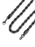 Bandmax Solid 1.5mm/2mm/3mm/6mm Rope Chains for Men Women 14K Gold Plated/Black Plated Stainless Steel Twist Chain 16-30 Inches, with Gift Box - color: 12 6MM Black