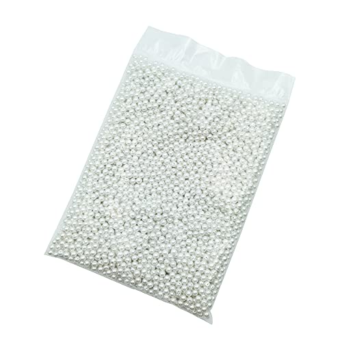 INSPIRELLE 3000pcs 6mm White Art Faux Pearl Beads ABS Round Loose Spacer Beads for DIY Craft Necklaces Bracelets Jewelry Making - color: White, size: 6mm