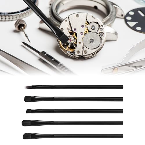 Flylin 2 Set Watch Cleaning Brush, Small Parts Cleaning Soft Brushes with Storage Box for Watch Crafts Jewelry, Wristwatch Dust Removal Tool Set