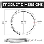 CREST Surgical and Marine Grade Stainless Steel Split Ring for Keychains SS316L Key Rings for Car Keys - color: 10-pack Large