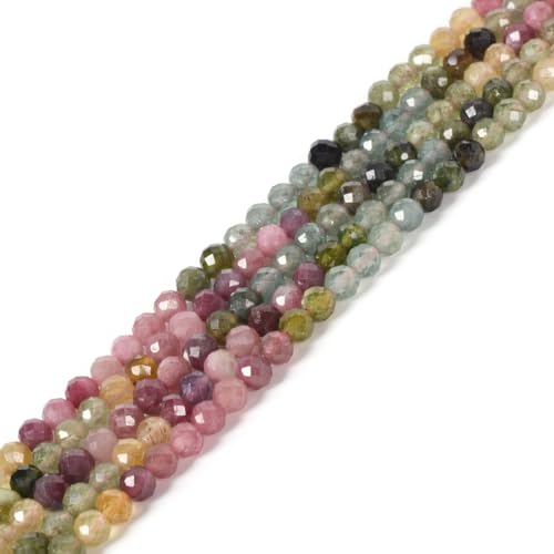 3mm Assorted Multicolor Tourmaline Faceted Gemstone Round Loose Beads Strand 15.5-16" DIY Jewelry Making - color: Assorted Multicolor Tourmaline