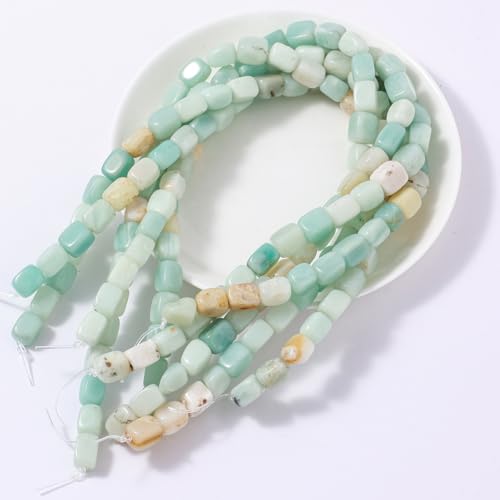 Natural Large Amazonite Cube Stone Beads 8x11mm 38cm/str Loose Semi Gemstone Stone Square Beads for Making Bracelets Necklace - color: Amazonite