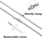 LUXEJEW Cross Necklace for Men Boys - Gold Silver Black Stainless Steel Cross Pendant Necklaces Layered Cuban Link Chain Necklace Jewelry Gifts 16 18 20 22 24 Inches - color: Silver, size: 22in/24in, style: Style A-Small Pendant