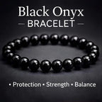 Natural Black Onyx Bracelet for Men & Women, 8mm Genuine Black Stone Beaded Bracelet, Stretch Protection Crystal Bracelet, Anxiety Relief, Gift