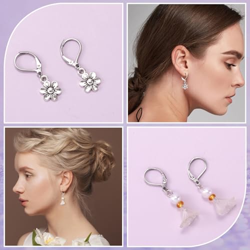 12 Pcs Leverback Earring Hooks, Stainless Steel Clasp Hoops, Hypoallergenic Dangles Earring Hooks, French Ear Wire Findings for Women, DIY Crafts, Jewelry Making (Silver) - color: Silver 12pcs