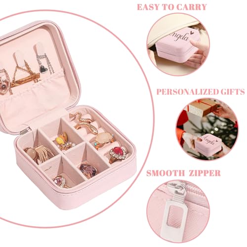 Personalized Travel Jewelry Box,Custom Leather Jewelry Case with Name,Customized Birthday Christmas Valentines Day Gifts for Women Bridesmaid Girls - color: Style 02