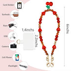Marble Beaded Phone Wrist Strap,Detachable Phone Bracelet Strap with Tether Tab,Hands-Free Wristlet Strap (Sweet Cherries) - color: Sweet Cherries