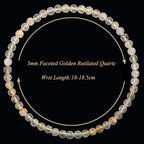 MASSIVE BEADS Natural Genuine Gemstone Beads Healing Crystal Chakra Reiki Jewelry Faceted Round Beads Bracelets 3mm - color: Golden Rutilated Quartz