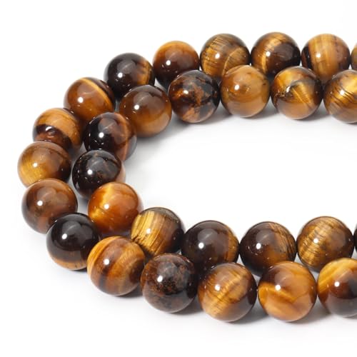 60pcs 6mm Natural Yellow Tiger Eye Gemstone Beads Energy Healing Crystal Round Loose Stone Beads for Jewelry Making, DIY Bracelets Necklaces - color: Yellow Tiger Eye, size: 6mm