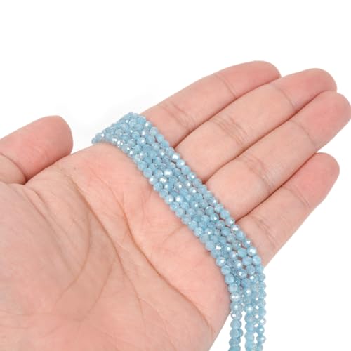 3mm Aqua Blue Crackle Zircon Faceted Gemstone Round Loose Beads Strand 15.5-16" DIY Jewelry Making - color: Aqua Blue Crackle Zircon