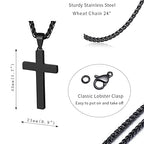 P. BLAKE Stainless Steel Cross Pendant Necklace for Men Boys, Christian Cross Pendant with 16-24 Inches Chain Cross Necklace Jewelry Gifts - size: 22 inches, style: Black Pendant 1.7*0.9