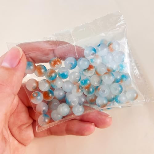 100 Pack 8mm Glass Beads for Jewelry Making, Graduated Color Mix, Bulk DIY Craft Supplies - color: Color1